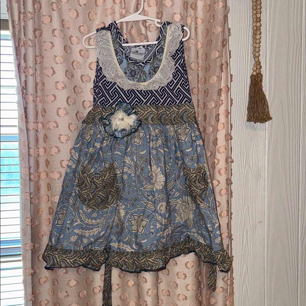 Floral Blue and White Kids Dress
